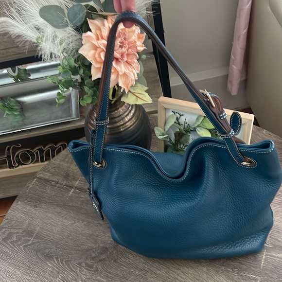 Dooney & Bourke Elegant Blue Leather Tote Bag - Picture 2 of 6